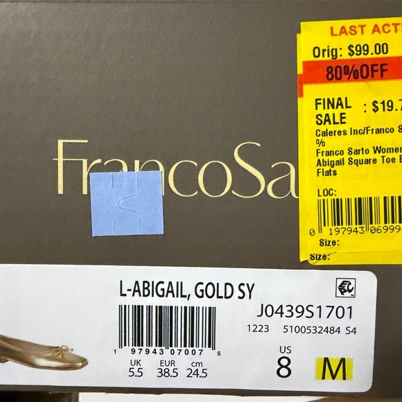 Franco Sarto Gold Flats with Bow Detail - Picture 5 of 5